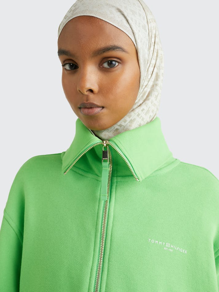 Tommy Hilfiger 1985 Collection Logo Half-Zip Women's Jumpers Light Green | 4xy0GsjLCbwH