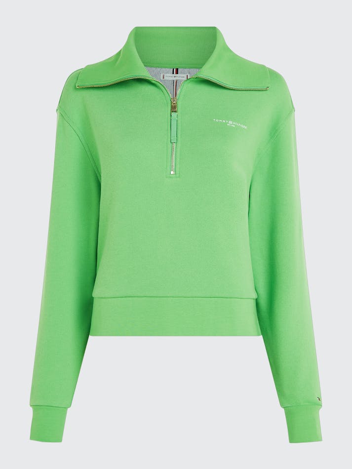 Tommy Hilfiger 1985 Collection Logo Half-Zip Women's Jumpers Light Green | 4xy0GsjLCbwH