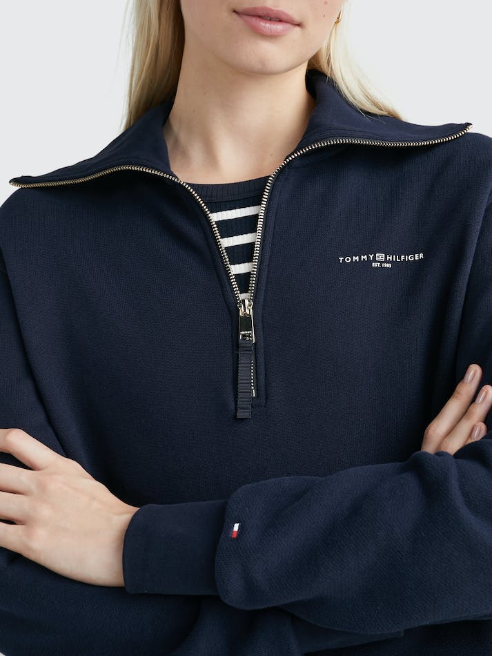 Tommy Hilfiger 1985 Collection Logo Half-Zip Women's Jumpers Blue | LVaGo66vt3Th