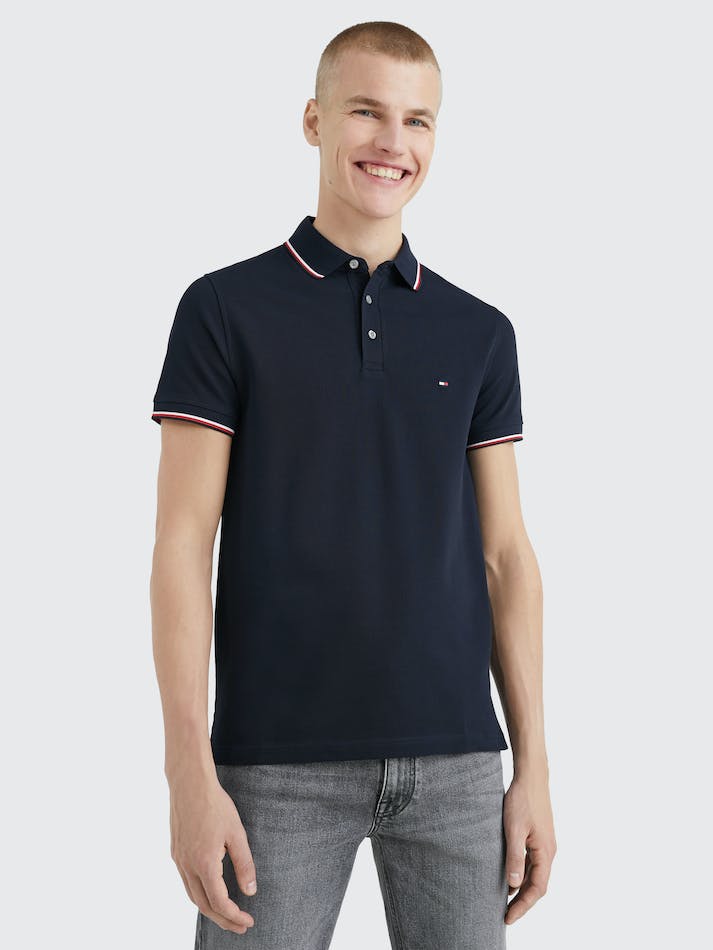 Tommy Hilfiger 1985 Collection Slim Fit Tipped Men's Polo Shirts Blue | 1MuMsfyxjVe9