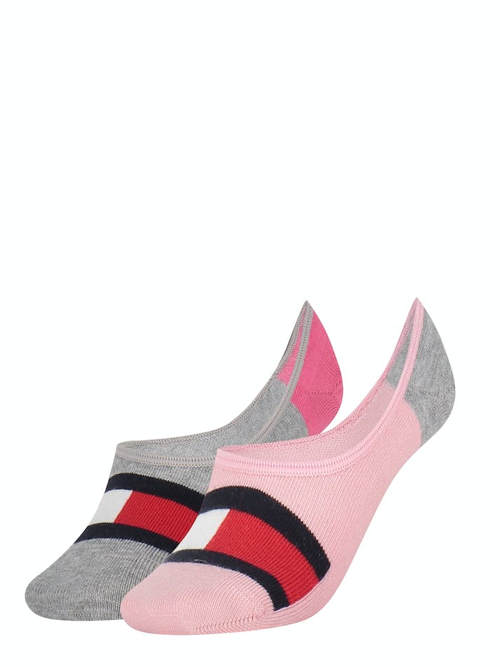 Tommy Hilfiger 2-Pack Footie Kids\' Socks Pink / Light Grey | kBfGN9VJxf4b