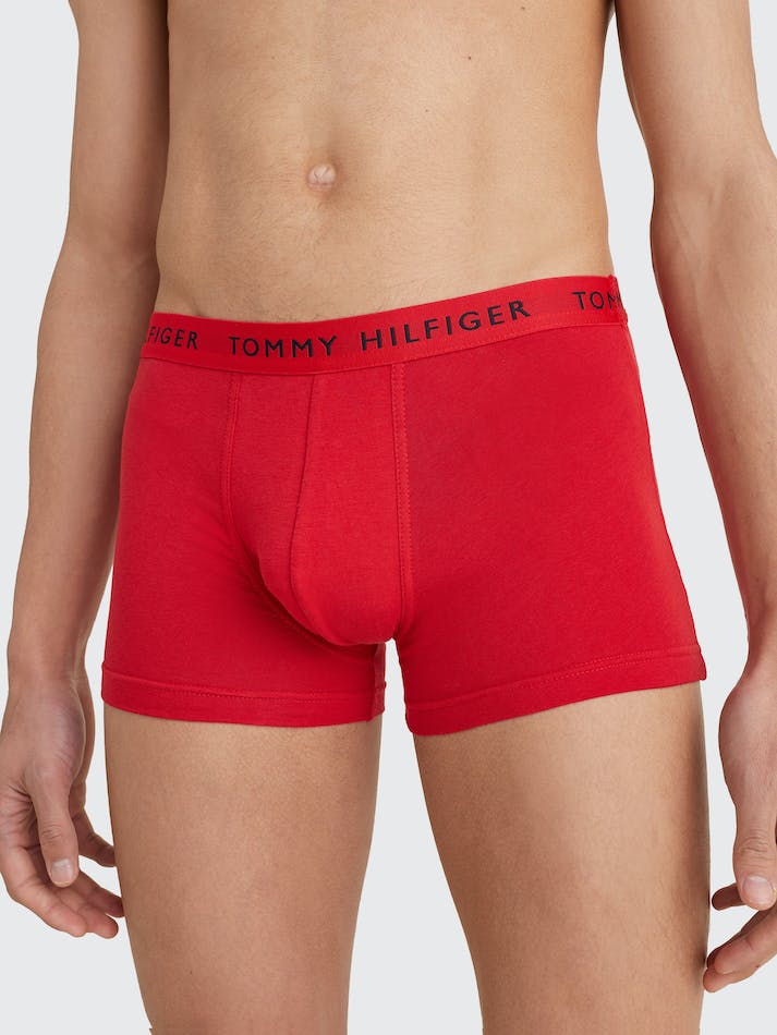 Tommy Hilfiger 3-Pack Logo Waistband Men's Underwear White / Blue / Red | uxhRM6Hpky7n