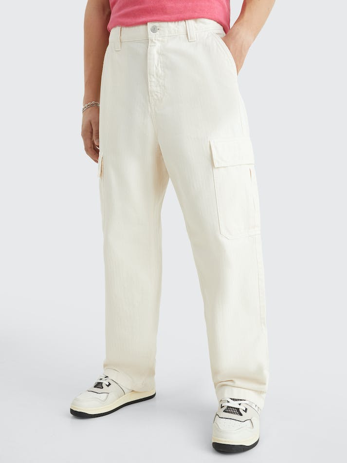 Tommy Jeans Aiden Baggy Cargo Men's Trousers White | 9KuZTdPOvH9n