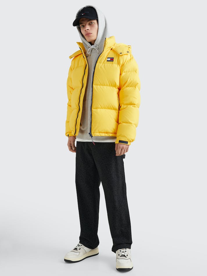 Tommy Jeans Alaska Casual Fit Hooded Puffer Men\'s Jackets Yellow | zvZXBS5XGkIR