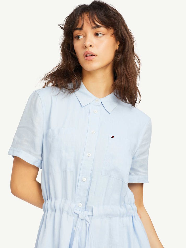 Tommy Hilfiger Alisa Linen Shirt Women's Dress Blue | EvaYMMa7hmnF