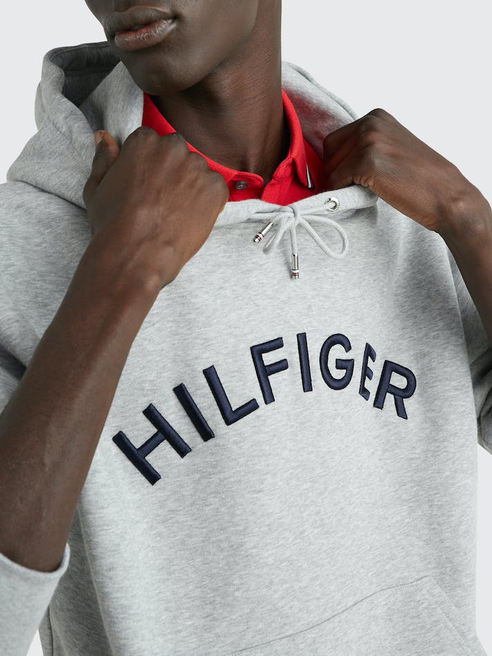 Tommy Hilfiger Arched Logo Archive Fit Men's Hoodie Light Grey | 78Bkzda44EZO