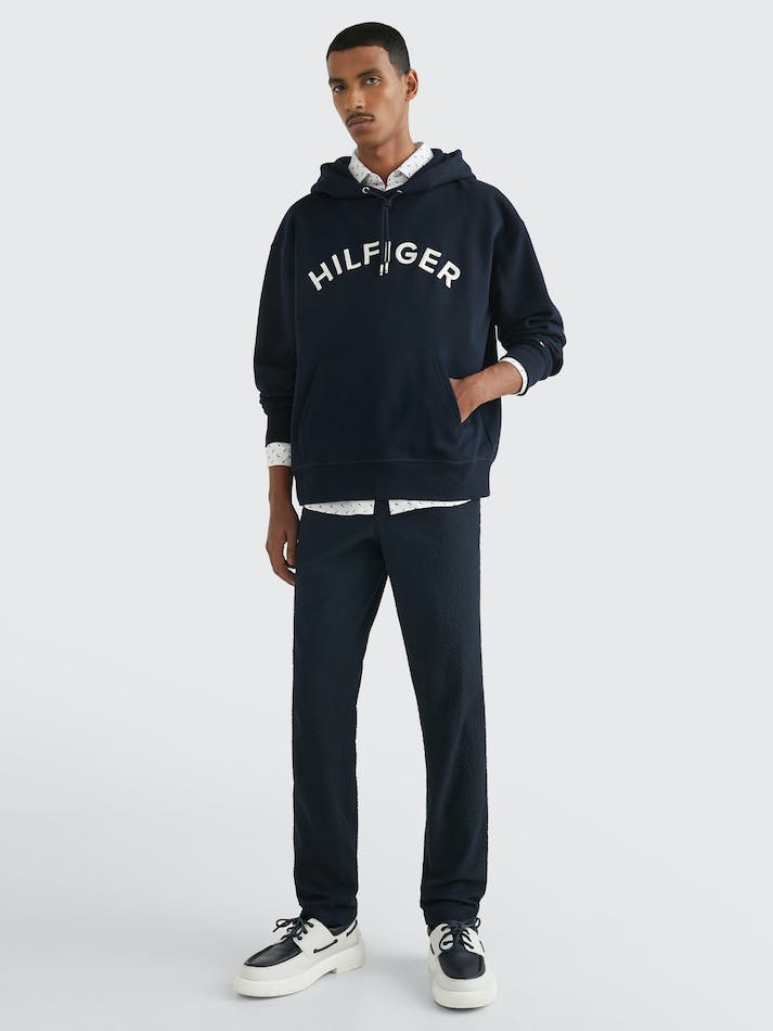 Tommy Hilfiger Arched Logo Archive Fit Men's Hoodie Blue | QWFWEDuUp47c