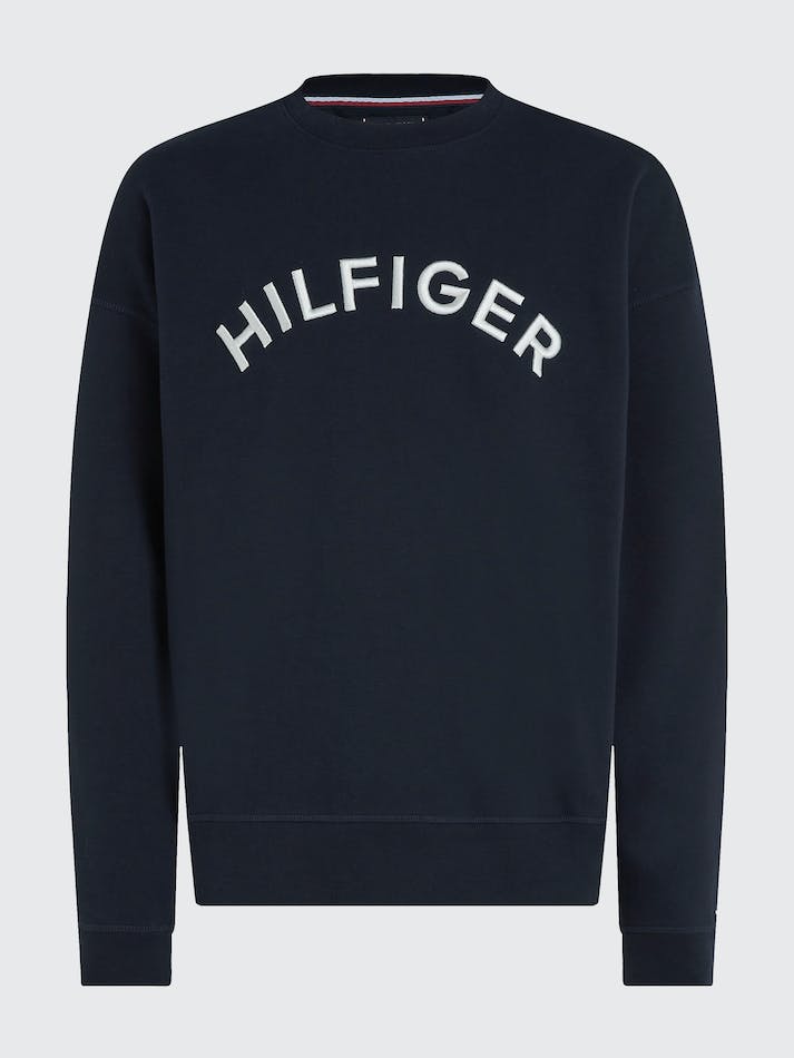 Tommy Hilfiger Arched Logo Archive Fit Men's Sweatshirt Blue | nhk7BAAQl5po