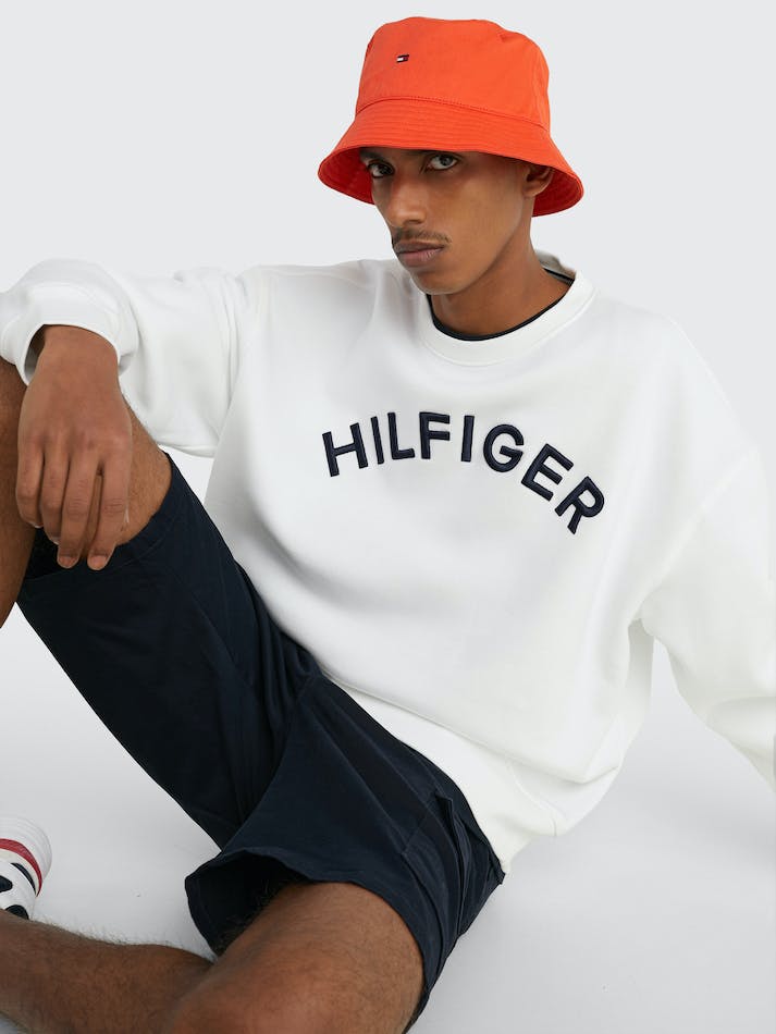 Tommy Hilfiger Arched Logo Archive Fit Men's Sweatshirt White | yfZtFCXNmoXt