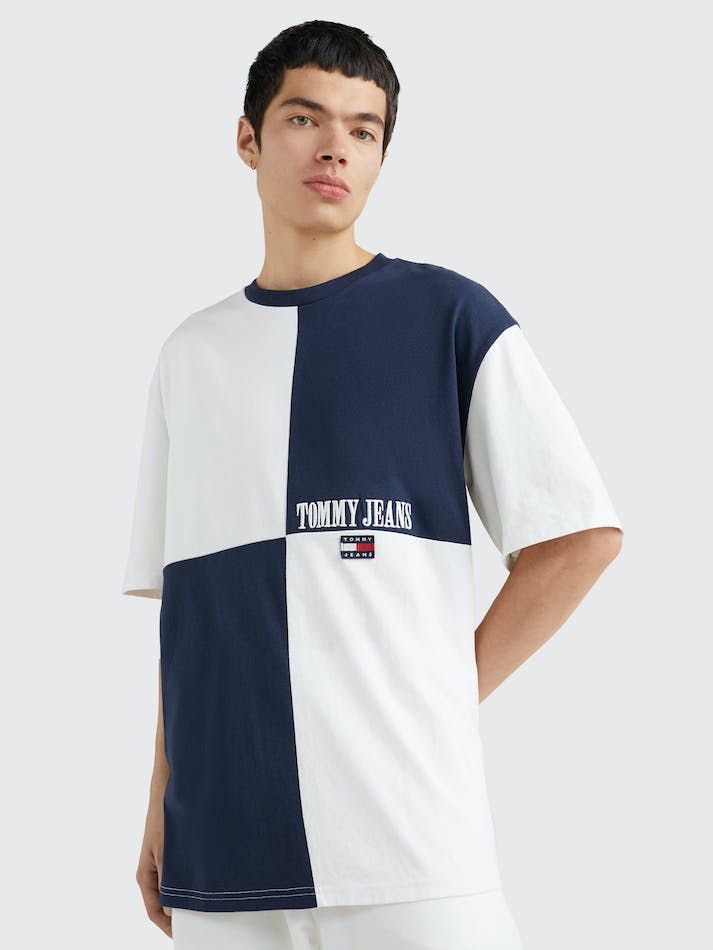 Tommy Jeans Archive Colour-Blocked Oversized Men's T Shirts Navy | s5VI2GUEDkpW