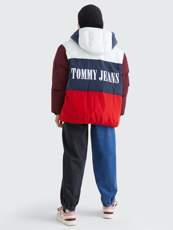 Tommy Jeans Archive Colour-Blocked Puffer Women's Jackets White / Multicolor | Y8H98iRIBECf