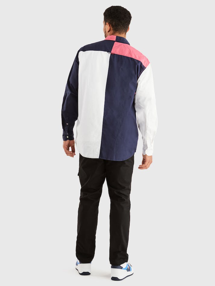 Tommy Jeans Archive Colourblock Men's Shirts Navy | c3WXbif7xaDu