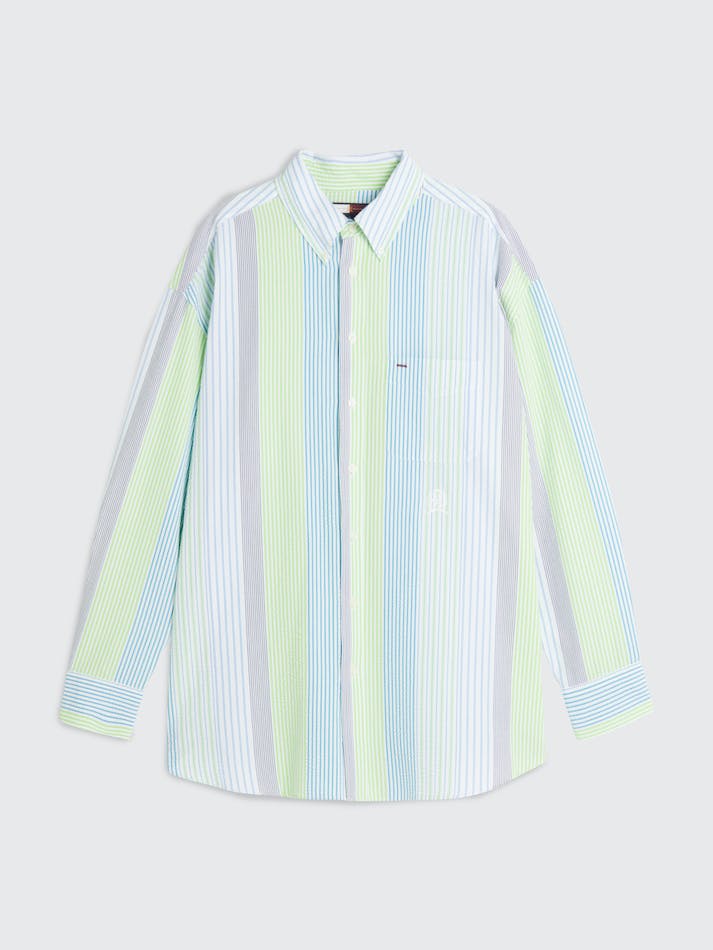 Tommy Hilfiger Archive Crest Dual Gender Boyfriend Women's Shirts Light Green | gysuoh4DUXQ7