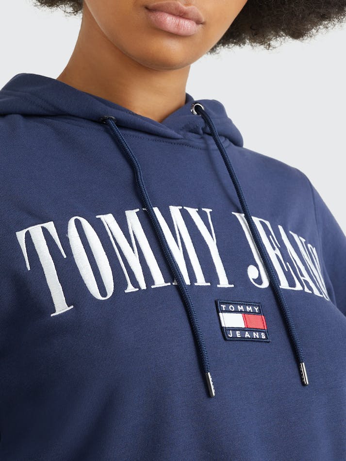 Tommy Jeans Archive Cropped Fit Double Women's Hoodie Navy | SDgcXWZKofZv