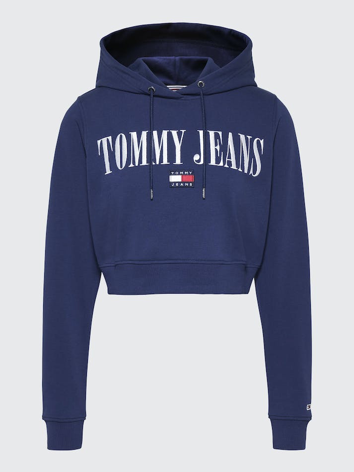 Tommy Jeans Archive Cropped Fit Double Women's Hoodie Navy | SDgcXWZKofZv