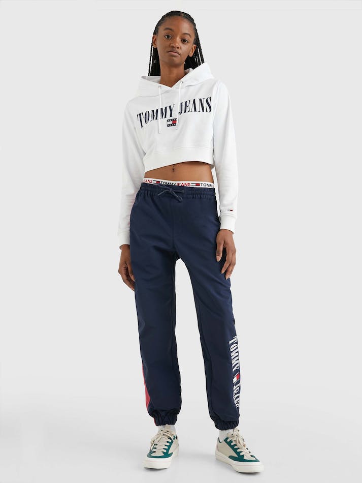 Tommy Jeans Archive Cropped Fit Double Women's Hoodie White | ZNPjKGl9KGqF