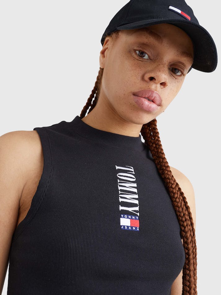 Tommy Jeans Archive Cropped Fit Logo Tank Women's T Shirts Black | 3G1lRS2EzSyV