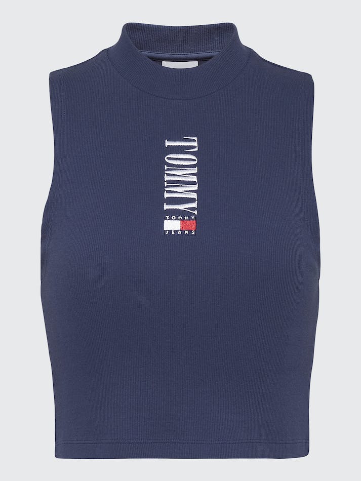 Tommy Jeans Archive Cropped Fit Logo Tank Women's T Shirts Navy | kwYbwSekoN2D