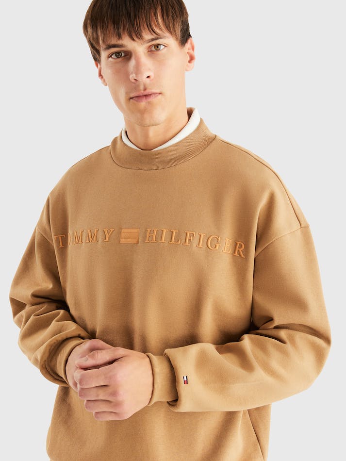 Tommy Hilfiger Archive Hilfiger Logo Men's Sweatshirt Khaki | UDCYUMCShRWW