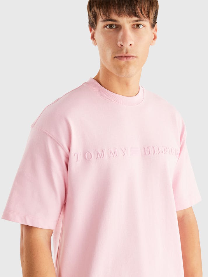 Tommy Hilfiger Archive Hilfiger Logo Men's T Shirts Pink | L9UrZgQVNCzM