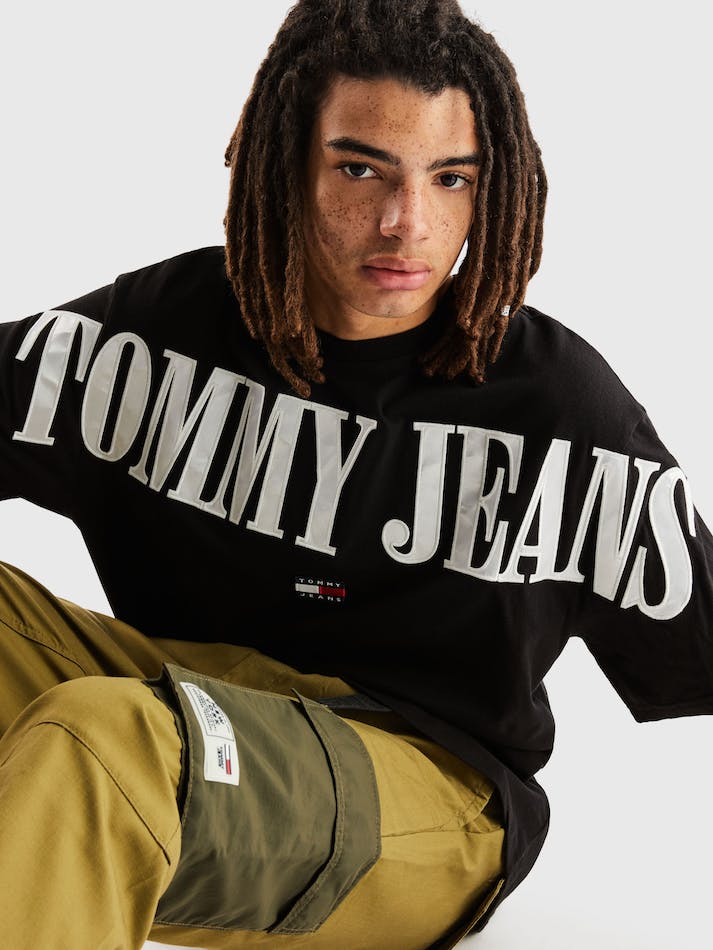 Tommy Jeans Archive Oversized Men's T Shirts Black | QBQbVwKnikzj