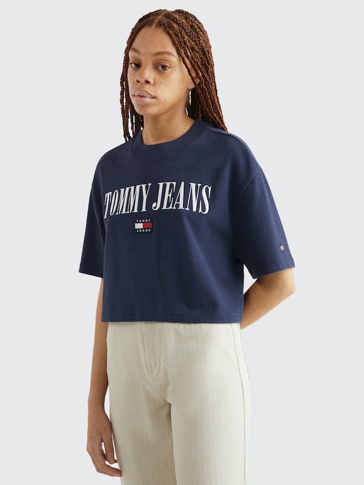 Tommy Jeans Archive Short Sleeve Crop Women's T Shirts Navy | jULfyeAeBfRL