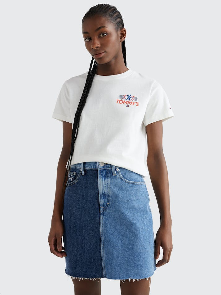 Tommy Jeans Back Graphic Women's T Shirts White | pcfrCgzt2a8i