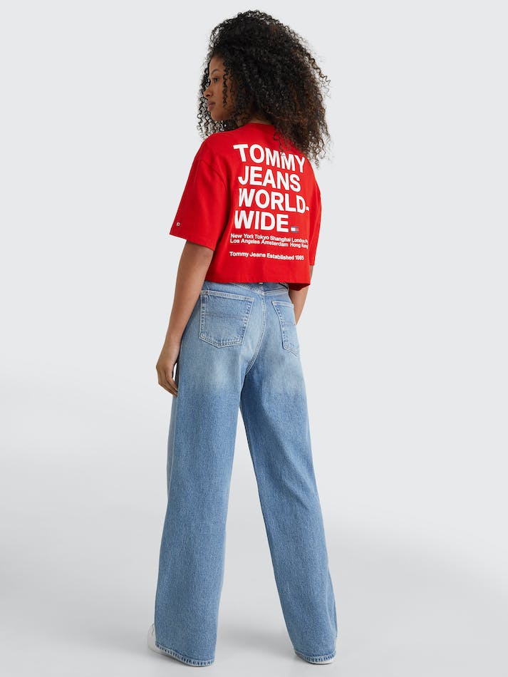 Tommy Jeans Back Logo Crop Women's T Shirts Deep Red | alEvW6gztWt3