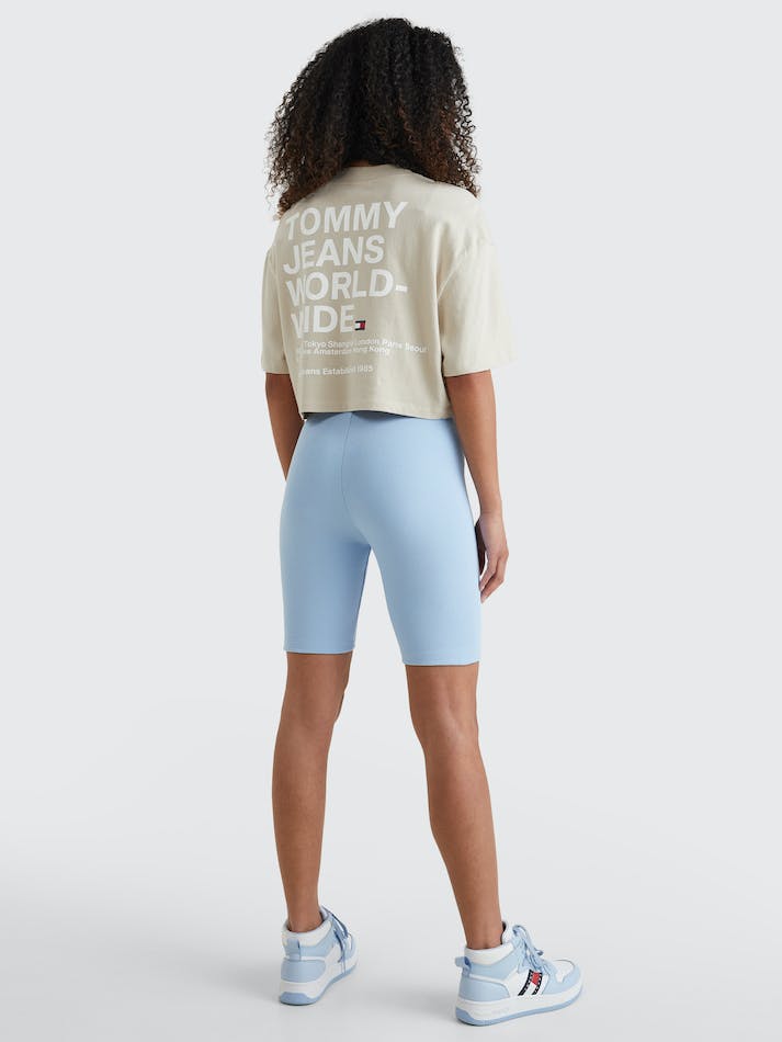 Tommy Jeans Back Logo Crop Women's T Shirts Beige | bm2wAJkXyaz0