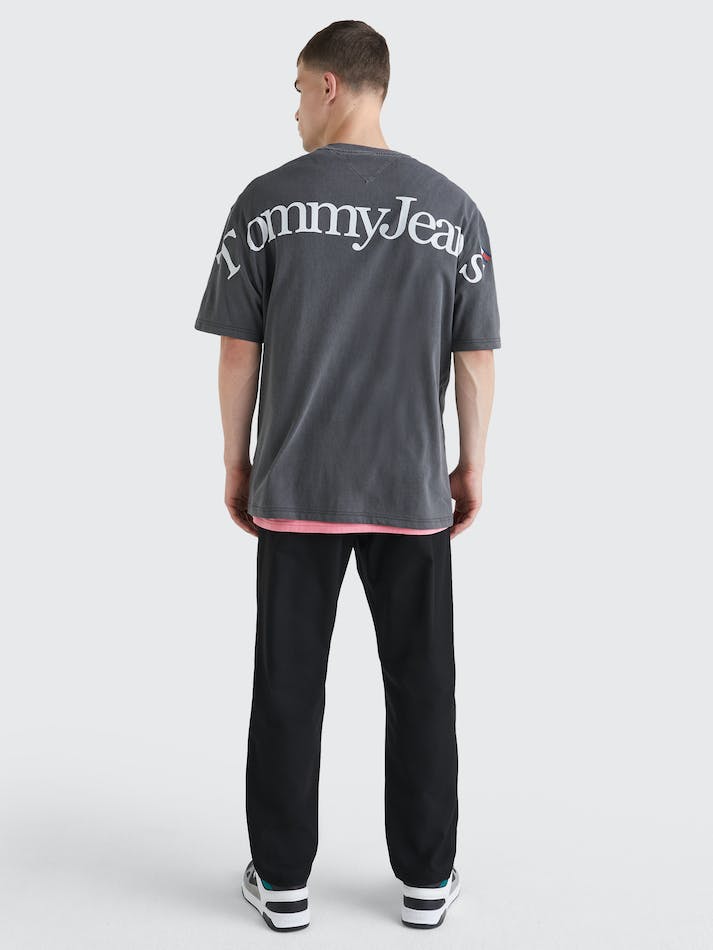 Tommy Jeans Back Logo Skater Men's T Shirts Black | cv27QUBQswmI