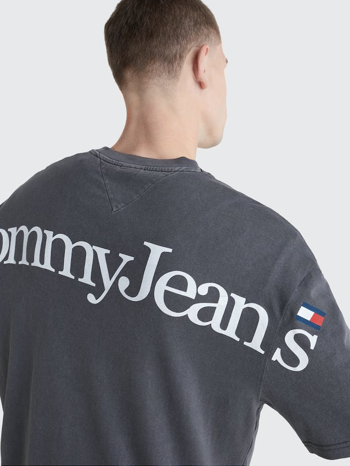 Tommy Jeans Back Logo Skater Men's T Shirts Black | cv27QUBQswmI