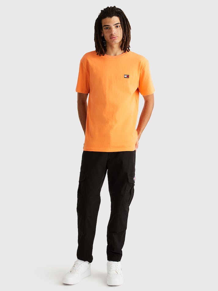 Tommy Jeans Badge Classic Fit Men's T Shirts Orange | 6ckTFUjakOcn