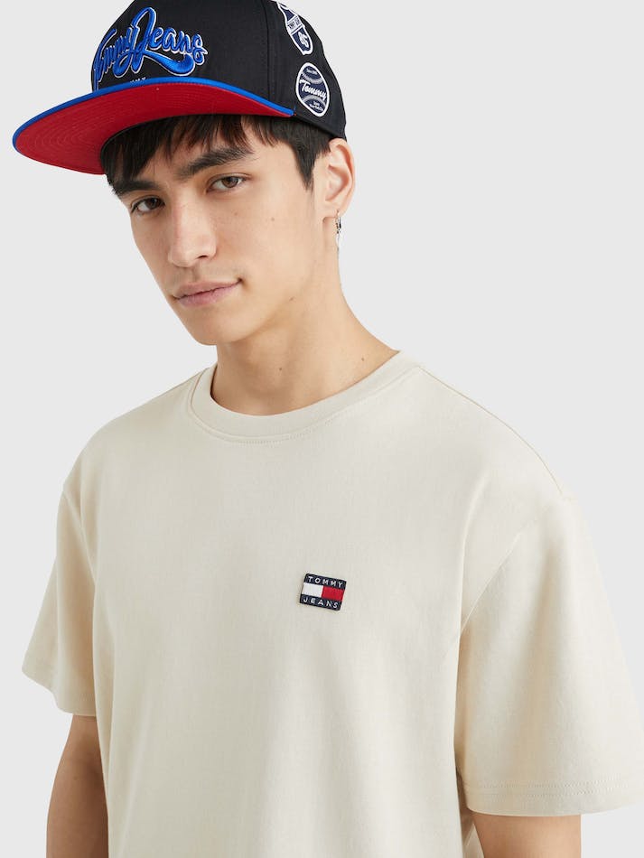 Tommy Jeans Badge Classic Fit Men's T Shirts Beige | z4MfE8COwTJC