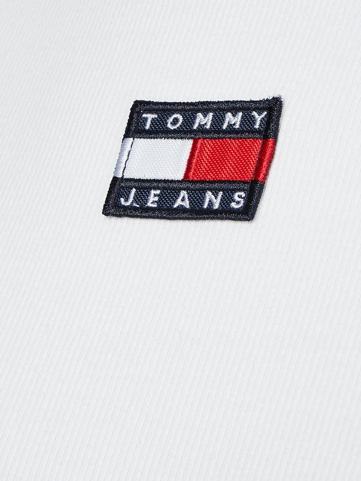 Tommy Hilfiger Badge Cropped Fit Women's Tops White | EvDov6cfX4AH