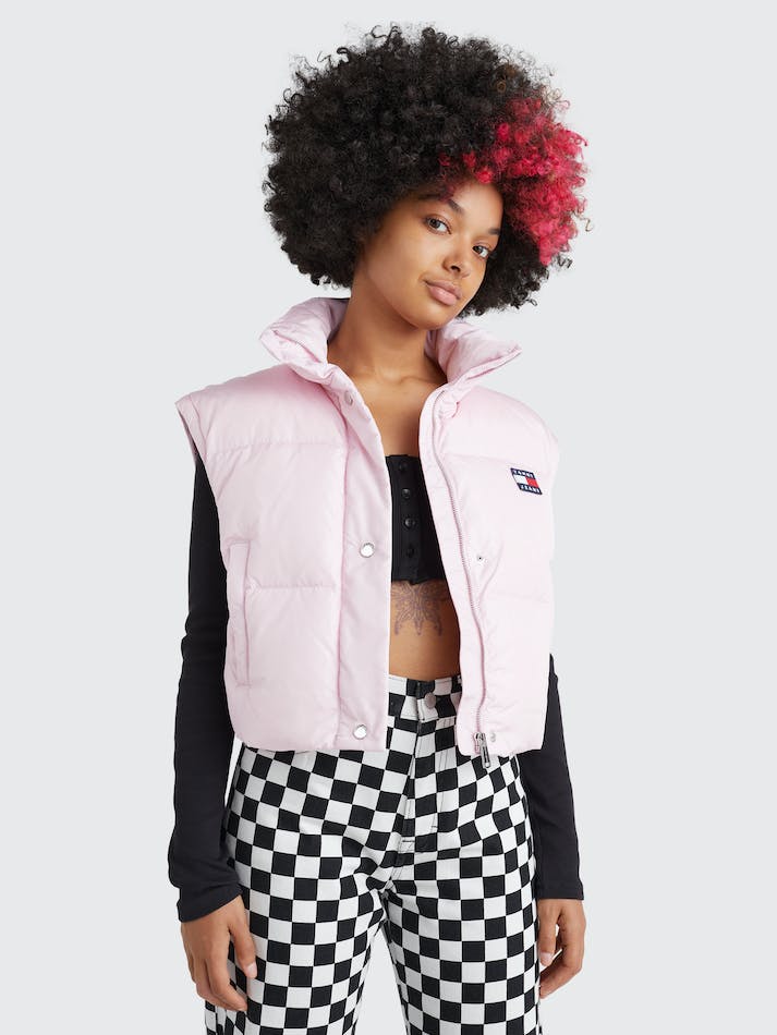 Tommy Jeans Badge Cropped Padded Puffer Women's Jackets Purple | JpZoTHW5xlBV