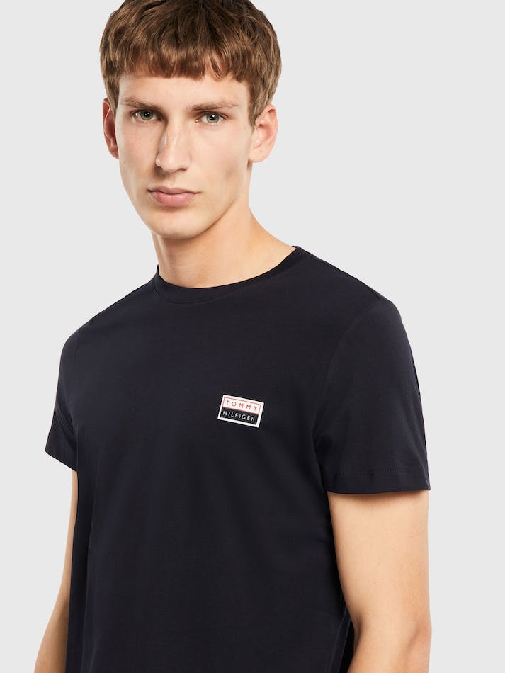 Tommy Hilfiger Badge Men's T Shirts Blue | F53bidFujMaH