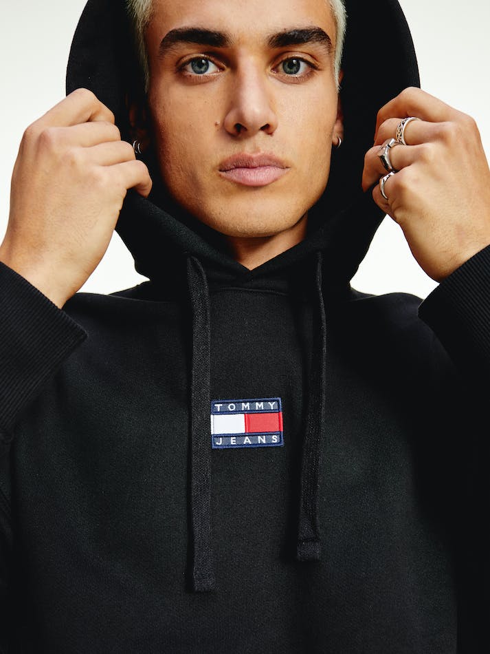 Tommy Hilfiger Badge Organic Cotton Men's Hoodie Black | fKkWuctQjreQ