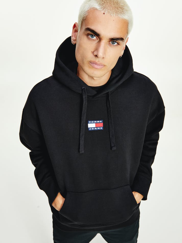 Tommy Hilfiger Badge Organic Cotton Men\'s Hoodie Black | fKkWuctQjreQ