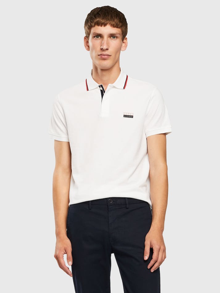 Tommy Hilfiger Badge Tipped Regular Men\'s Polo Shirts White | rjJ7RDouGyQU