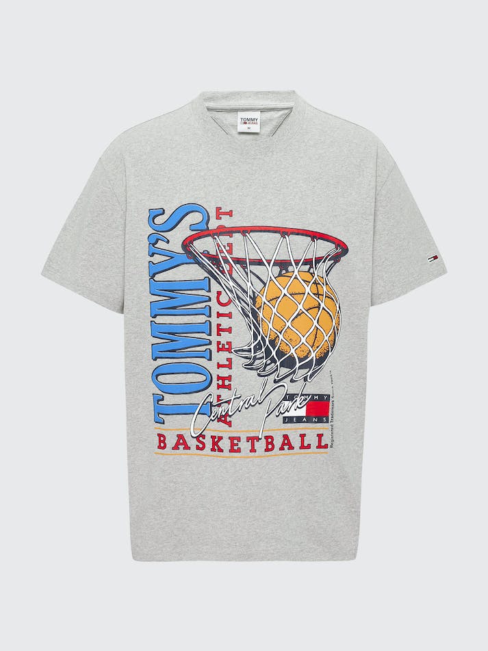 Tommy Jeans Basketball-Inspired Vintage Relaxed Men's T Shirts Silver Grey | mlimmLtyPhej