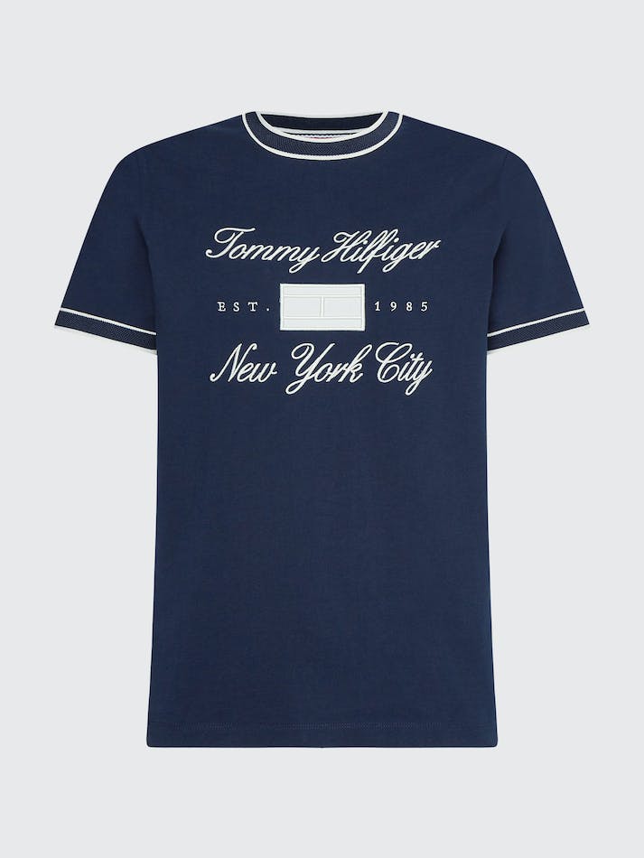 Tommy Hilfiger Bird'S Eye Trim Men's T Shirts Blue | yehfcASN7Wul