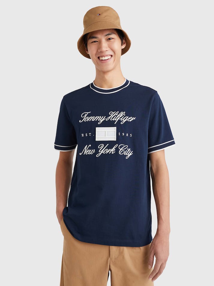 Tommy Hilfiger Bird'S Eye Trim Men's T Shirts Blue | yehfcASN7Wul