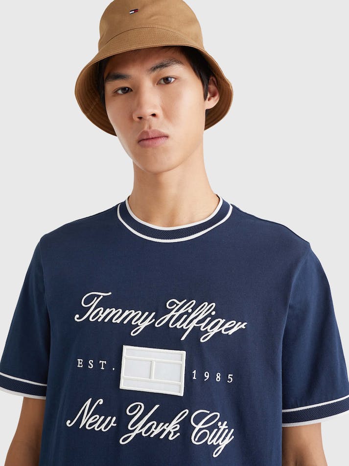 Tommy Hilfiger Bird'S Eye Trim Men's T Shirts Blue | yehfcASN7Wul