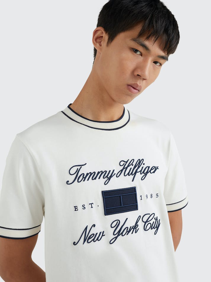 Tommy Hilfiger Bird'S Eye Trim Men's T Shirts White | lgTi3BYmiAX5