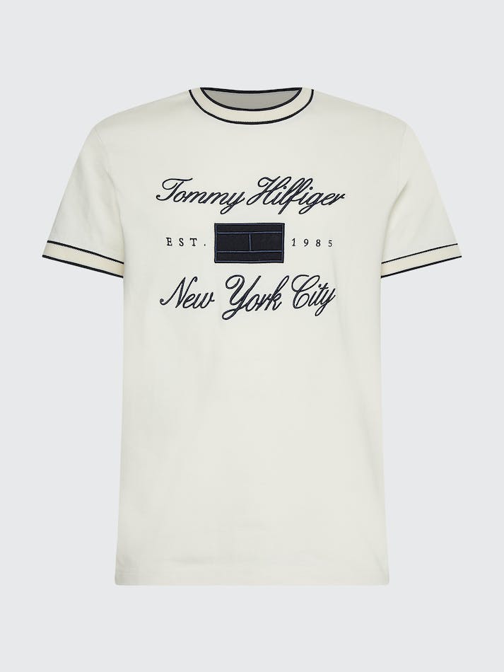 Tommy Hilfiger Bird'S Eye Trim Men's T Shirts White | lgTi3BYmiAX5