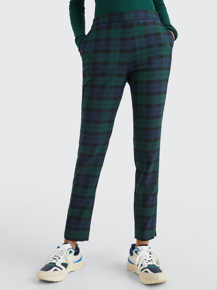 Tommy Hilfiger Black Watch Tartan Slim Fit Women's Trousers Black | 4dW4pDCisIpH