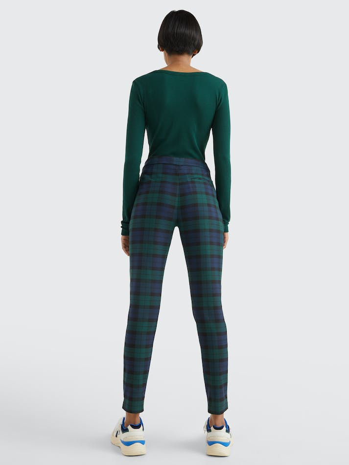 Tommy Hilfiger Black Watch Tartan Slim Fit Women's Trousers Black | 4dW4pDCisIpH