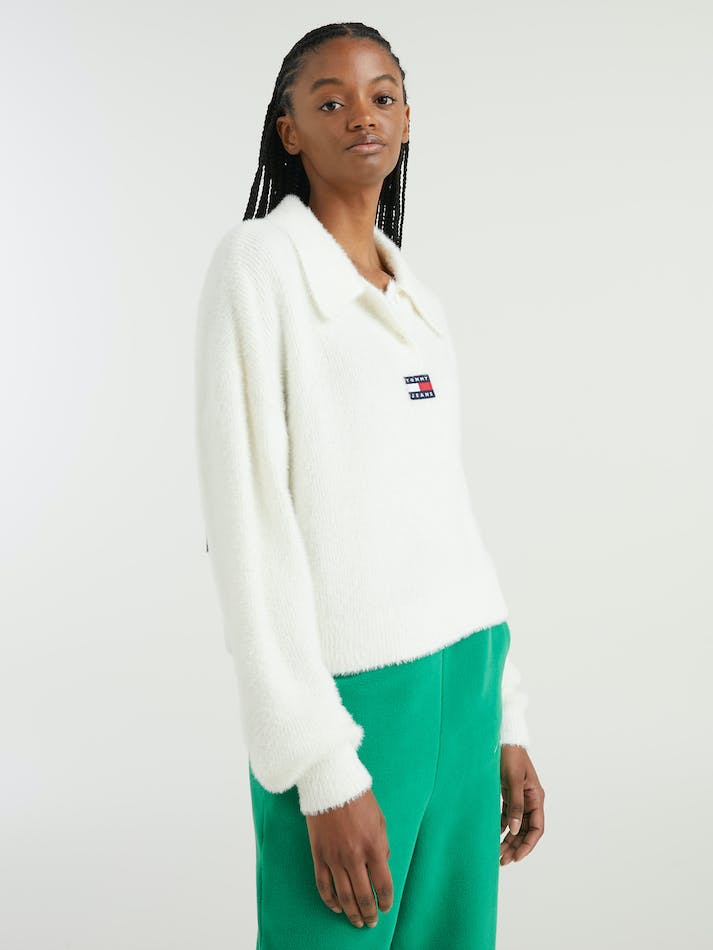 Tommy Jeans Boxy Cropped Polo Women's Jumpers White | 9tXVVgfMd86Q