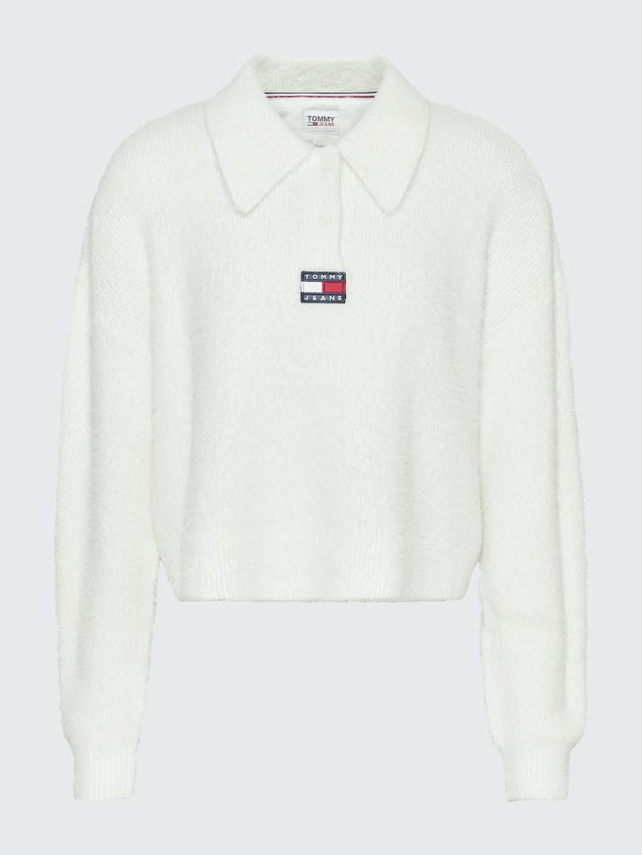 Tommy Jeans Boxy Cropped Polo Women's Jumpers White | 9tXVVgfMd86Q