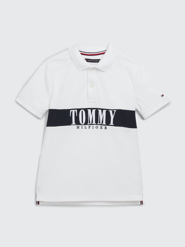 Tommy Hilfiger Boys 3-7 Colour-Blocked Logo Kids\' Polo Shirts White | wYF89UWpTVWb